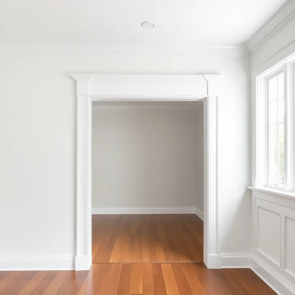Crisp white interior trim, crown molding, and millwork painting by True North Craftsmen